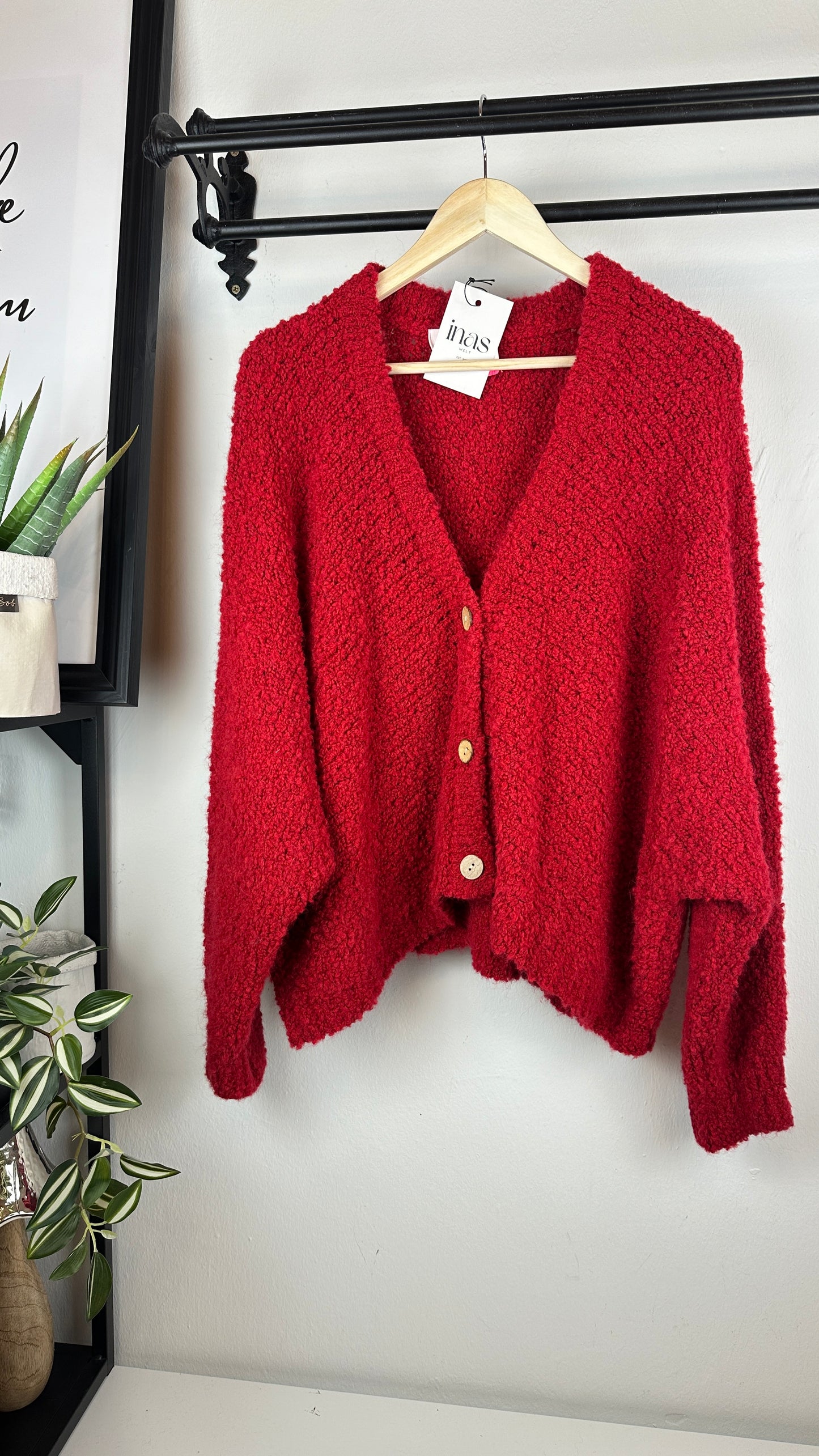 Cardigan Red Boucle