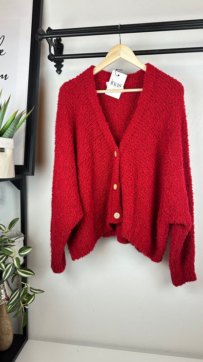 Cardigan Red Boucle