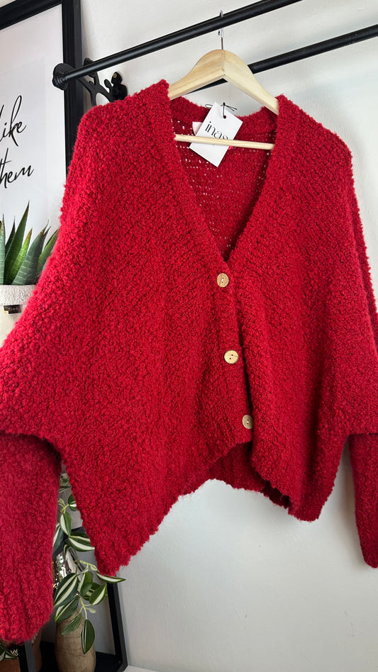 Cardigan Red Boucle